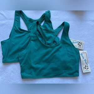 Vintage green dance aerobics sports bras